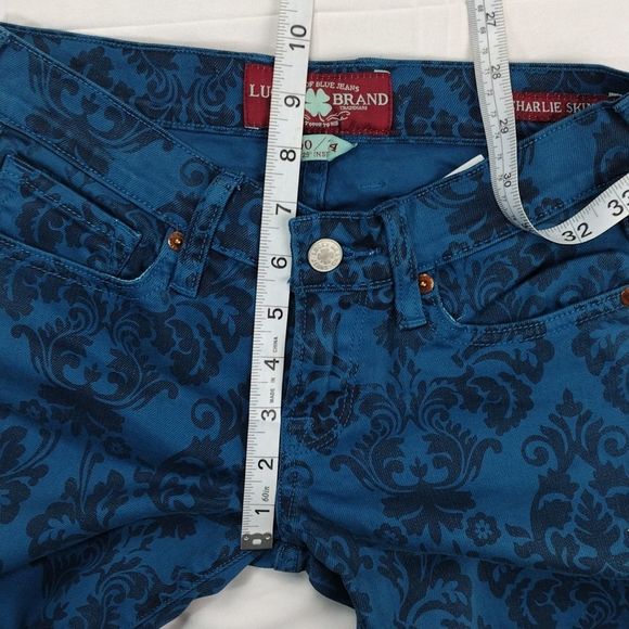 Lucky Brand Charlie Skinny Blue Floral Print Denim Jeans - Picture 13 of 15